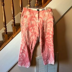 J. Crew Cafe Capri Pink & White